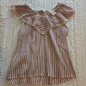 LOFT Pink and White Textured Blouse